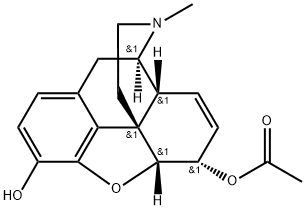(5R,6S)-7,8-ジデヒドロ-4,5-エポキシ-17-メチルモルフィナン-3,6-ジオール6-アセタート 化学構造式