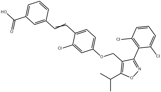 3-(2,6-二氯苯基)-4-(3'-羧基-2-氯二苯乙烯-4-基)氧甲基-5-异丙基异恶唑 结构式