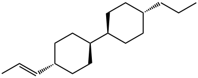 trans,trans-4-[(E)-1-プロペニル]-4'-プロピルビシクロヘキシル 化学構造式
