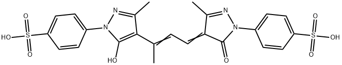p-[4,5-dihydro-4-[3-[5-hydroxy-3-methyl-1-(4-sulphophenyl)-1H-pyrazol-4-yl]but-2-enylidene]-3-methyl-5-oxo-1H-pyrazol-1-yl]benzenesulphonic acid Struktur