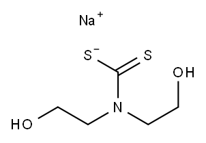 N,N-ビス(2-ヒドロキシエチル)ジチオカルバミド酸ナトリウム 化学構造式