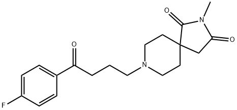 8-[3-(p-フルオロベンゾイル)プロピル]-2-メチル-2,8-ジアザスピロ[4.5]デカン-1,3-ジオン 化学構造式