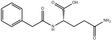 (S)-2-[(フェニルアセチル)アミノ]-4-カルバモイル酪酸 化学構造式