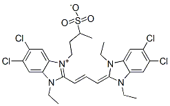 5,6-dichloro-2-[3-(5,6-dichloro-1,3-diethyl-1,3-dihydro-2H-benzimidazol-2-ylidene)-1-propenyl]-1-ethyl-3-(3-sulphonatobutyl)-1H-benzimidazolium Structure