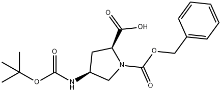 (2S,4S)-1-(BENZYLOXYCARBONYL)-4-(TERT-BUTOXYCARBONYLAMINO)PYRROLIDINE-2-CARBOXYLIC ACID Structure