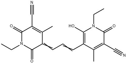 5-[3-[(5-シアノ-1-エチル-1,6-ジヒドロ-2-ヒドロキシ-4-メチル-6-オキソピリジン)-3-イル]-2-プロペニリデン]-1-エチル-1,2,5,6-テトラヒドロ-4-メチル-2,6-ジオキソ-3-ピリジンカルボニトリル 化学構造式