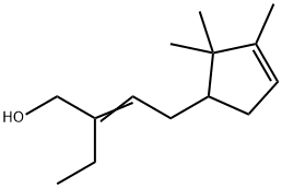 2-エチル-4-(2,2,3-トリメチル-3-シクロペンテニル)-2-ブテン-1-オール 化学構造式