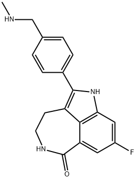 8-FLUOR-2-{4-[(METHYLAMINO)METHYL]FENYL}-1,3,4,5-TETRAHYDRO-6HAZEPINO[5,4,3-CD]INDOOL-6-ON Structure