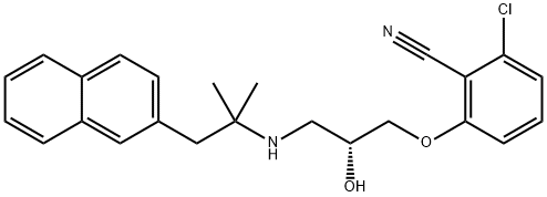 2-[(R)-2-ヒドロキシ-3-[1,1-ジメチル-2-(2-ナフチル)エチルアミノ]プロポキシ]-6-クロロベンゾニトリル 化学構造式