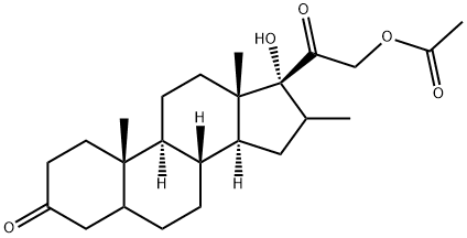 16-Methylpregnane-17,21-diol-3,20-dione 21-acetate 化学構造式