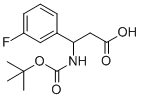3-[(TERT-ブトキシカルボニル)アミノ]-3-(3-フルオロフェニル)プロパン酸 化学構造式