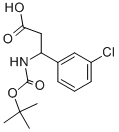 3-TERT-ブトキシカルボニルアミノ-3-(3-クロロフェニル)プロピオン酸 化学構造式