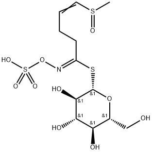 1-チオ-β-D-グルコピラノース1-[N-(ヒドロキシスルホニルオキシ)-5-(メチルスルフィニル)-4-ペンテンイミダート] 化学構造式