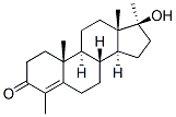 (17S)-17β-ヒドロキシ-4,17-ジメチルアンドロスタ-4-エン-3-オン 化学構造式