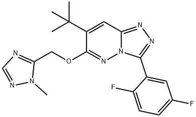 3-(2,5-二氟苯基)-7-(1,1-二甲基乙基)-6-[(1-甲基-1H-1,2,4-,三唑-5-基)甲氧基]-1,2,4-4-三唑[4,3-B]哒嗪,286456-42-6,结构式