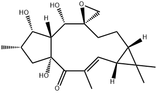 (1aR,2E,4aR,6S,7S,7aR,8S,9R,11aS)-1a,4a,5,6,7,7a,8,10,11,11a-デカヒドロ-4a,7,8-トリヒドロキシ-1,1,3,6-テトラメチルスピロ[9H-シクロペンタ[a]シクロプロパ[f]シクロウンデセン-9,2'-オキシラン]-4(1H)-オン 化学構造式