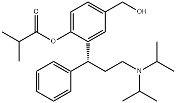 2-メチルプロパン酸2-[(R)-3-(ジイソプロピルアミノ)-1-フェニルプロピル]-4-(ヒドロキシメチル)フェニル 化学構造式