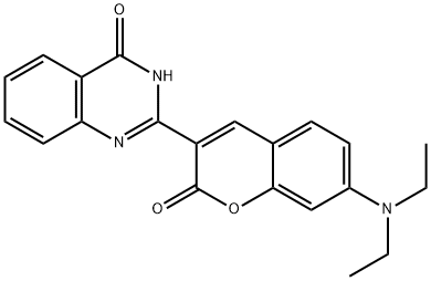2-[7-(ジエチルアミノ)-2-オキソ-2H-1-ベンゾピラン-3-イル]-4(1H)-キナゾリノン 化学構造式