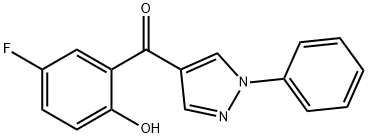 4-(5-フルオロ-2-ヒドロキシベンゾイル)-1-フェニルピラゾール 化学構造式