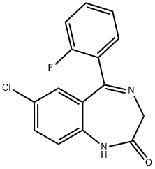 7-氯-5-(2-氟苯基)-1,3-二氢-2H-1,4-苯并二氮杂卓-2-酮 结构式