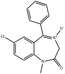 7-クロロ-1-メチル-5-フェニル-1H-1,4-ベンゾジアゼピン-2(3H)-オン4-オキシド 化学構造式