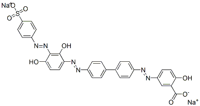 disodium 5-[[4'-[[2,4-dihydroxy-3-[(4-sulphonatophenyl)azo]phenyl]azo][1,1'-biphenyl]-4-yl]azo]salicylate Structure