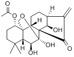(14R)-1α-アセトキシ-7α,20-エポキシ-6β,7,14-トリヒドロキシカウラ-16-エン-15-オン 化学構造式