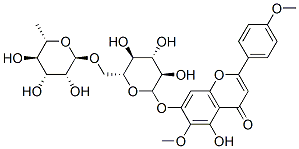 7-[[6-O-(6-デオキシ-α-L-マンノピラノシル)-β-D-グルコピラノシル]オキシ]-5-ヒドロキシ-6-メトキシ-2-(4-メトキシフェニル)-4H-1-ベンゾピラン-4-オン 化学構造式