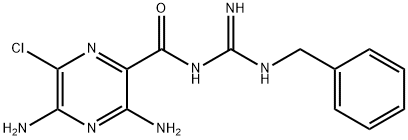 N-[イミノ[(フェニルメチル)アミノ]メチル]-3,5-ジアミノ-6-クロロ-2-ピラジンカルボアミド 化学構造式