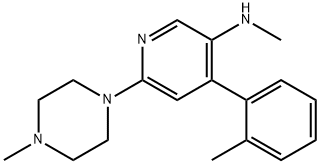 N-甲基-4-(2-甲基苯基)-6-(4-甲基-1-哌嗪基)-3-吡啶胺, 290297-25-5, 结构式