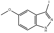 3-ヨード-5-メトキシ-1H-インダゾール 化学構造式