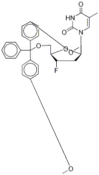 3’-Deoxy-3’-fluoro-5’-O-(4,4’-dimethoxytrityl)thymidine Struktur