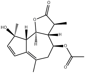 (3S)-3aβ,4,5,9,9aβ,9bα-ヘキサヒドロ-4β-アセトキシ-9β-ヒドロキシ-3β,6,9-トリメチルアズレノ[4,5-b]フラン-2(3H)-オン 化学構造式