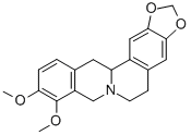 rac-(13aR*)-5,8,13,13a-テトラヒドロ-9,10-ジメトキシ-6H-ベンゾ[g]-1,3-ベンゾジオキソロ[5,6-a]キノリジン 化学構造式