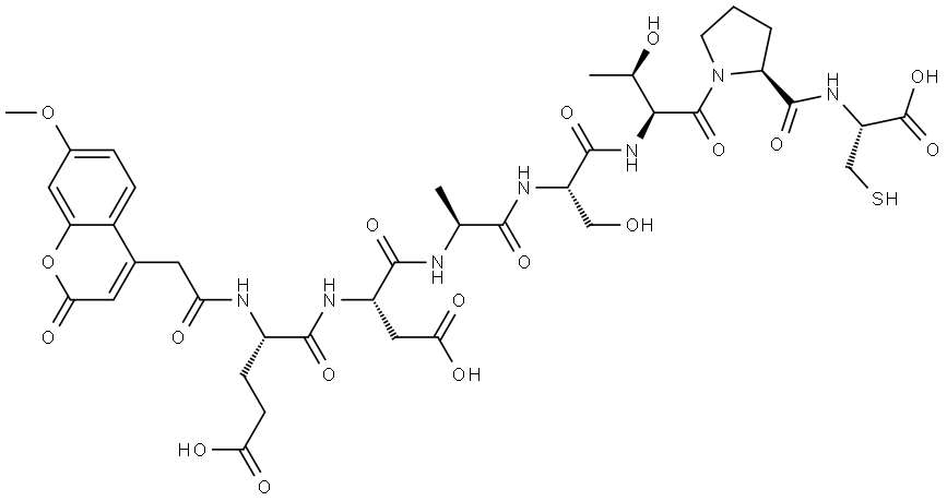 MCA-GLU-ASP-ALA-SER-THR-PRO-CYS: MCA-EDASTPC, 291297-58-0, 结构式