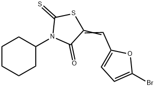 (5Z)-5-[(5-ブロモ-2-フリル)メチレン]-3-シクロヘキシル-2-チオキソ-1,3-チアゾリジン-4-オン 化学構造式