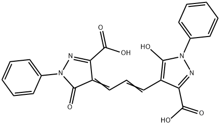 4-[3-(4-carboxy-2-hydroxy-1-phenyl-1H-pyrrol-3-yl)allylidene]-4,5-dihydro-5-oxo-1-phenyl-1H-pyrazole-3-carboxylic acid Struktur