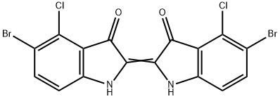 5-bromo-2-(5-bromo-4-chloro-1,3-dihydro-3-oxo-2H-indol-2-ylidene)-4-chloro-1,2-dihydro-3H-indol-3-one Struktur