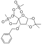 3-O-Benzyl4-C-(methanesulfonyloxymethyl)-5-O-methanesulfonyl-1,2-O-isopropylidene-a-D-ribofuranose Struktur