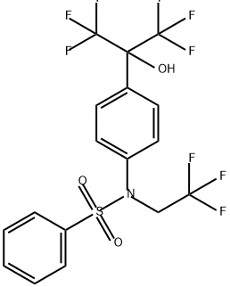 N-(2,2,2-三氟乙基)-N-[4-[2,2,2-三氟-1-羟基-1-(三氟甲基)乙基]苯基]苯磺酰胺, 293754-55-9, 结构式