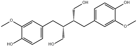 (2R,3R)-2,3-ビス(3-メトキシ-4-ヒドロキシベンジル)-1,4-ブタンジオール 化学構造式