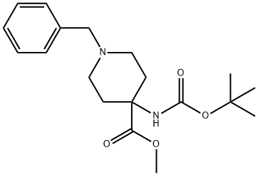1-苄基-4-(BOC-氨基)哌啶-4-甲酸甲酯, 294180-37-3, 结构式