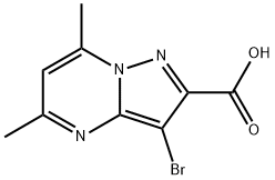 3-ブロモ-5,7-ジメチルピラゾロ[1,5-A]ピリミジン-2-カルボン酸 化学構造式