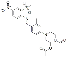 2,2'-[[3-メチル-4-[(2-メチルスルホニル-4-ニトロフェニル)アゾ]フェニル]イミノ]ビス(エタノールアセタート) 化学構造式