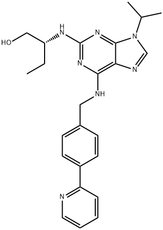 2-(R)-(1-Ethyl-2-hydroxyethylamino)-6-(4-(2-pyridyl)benzyl)-9-isopropylpurinetrihydrochloride Struktur