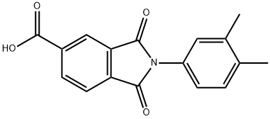 2-(3,4-ジメチルフェニル)-1,3-ジオキソイソインドリン-5-カルボン酸 化学構造式