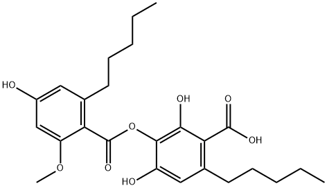 o-Anisic acid, 4-hydroxy-6-pentyl-, 3-ester with 2,3,4-trihydroxy-6-pe ntylbenzoic acid 结构式