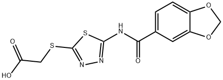 2-({5-[(1,3-benzodioxol-5-ylcarbonyl)amino]-1,3,4-thiadiazol-2-yl}sulfanyl)acetic acid|