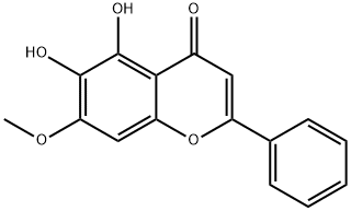 5,6-ジヒドロキシ-7-メトキシフラボン 化学構造式