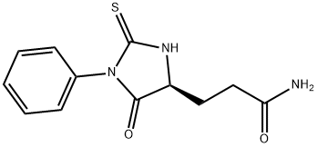 (4S)-5-オキソ-1-フェニル-2-チオキソ-4-イミダゾリジンプロパンアミド 化学構造式